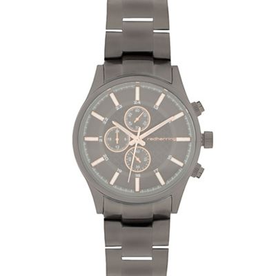 Men's dark grey mock multi-dial watch